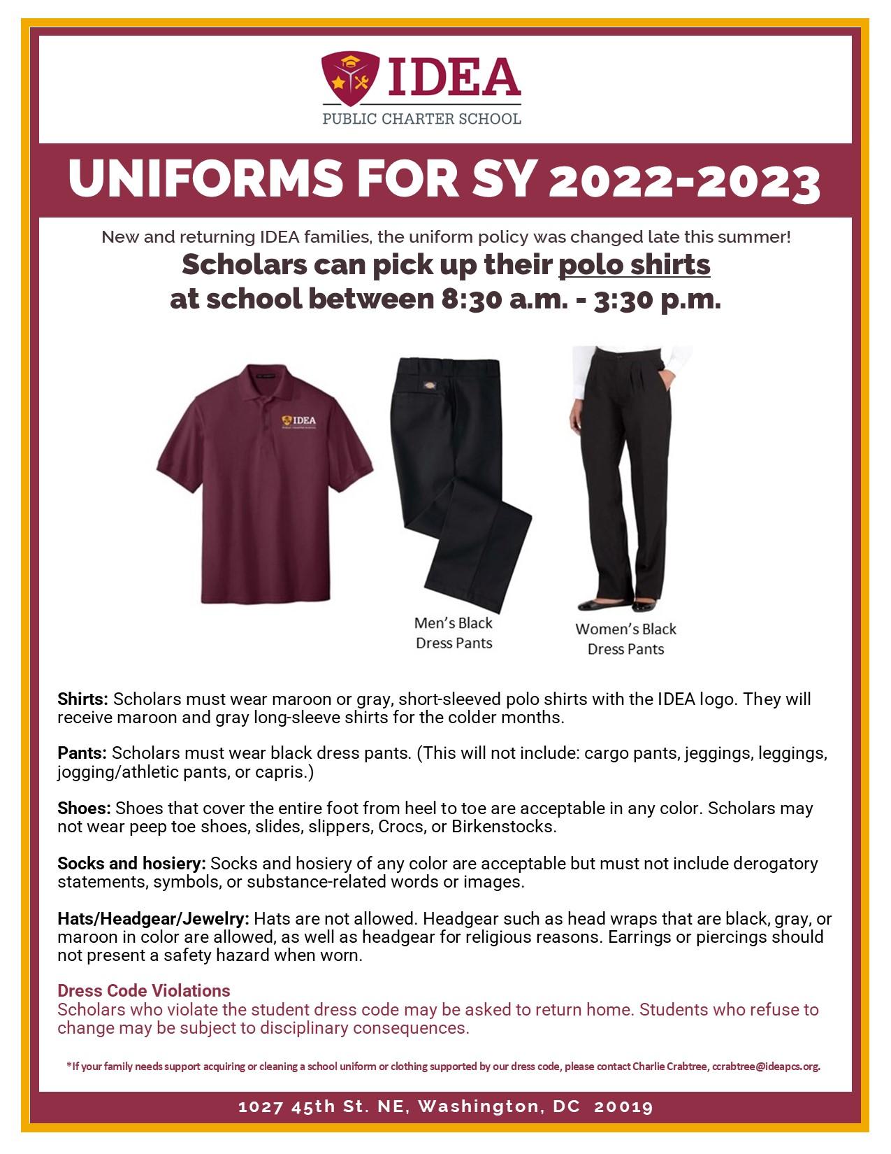 New uniform policy for 2022-2023